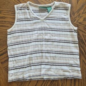 Liz Claiborne Striped White and Brown Top